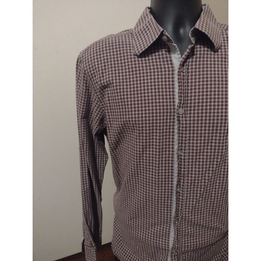 Hickey Freeman Shirt Men’s Large L Cotton Button Down Long Sleeve Red Gray - Picture 11 of 12